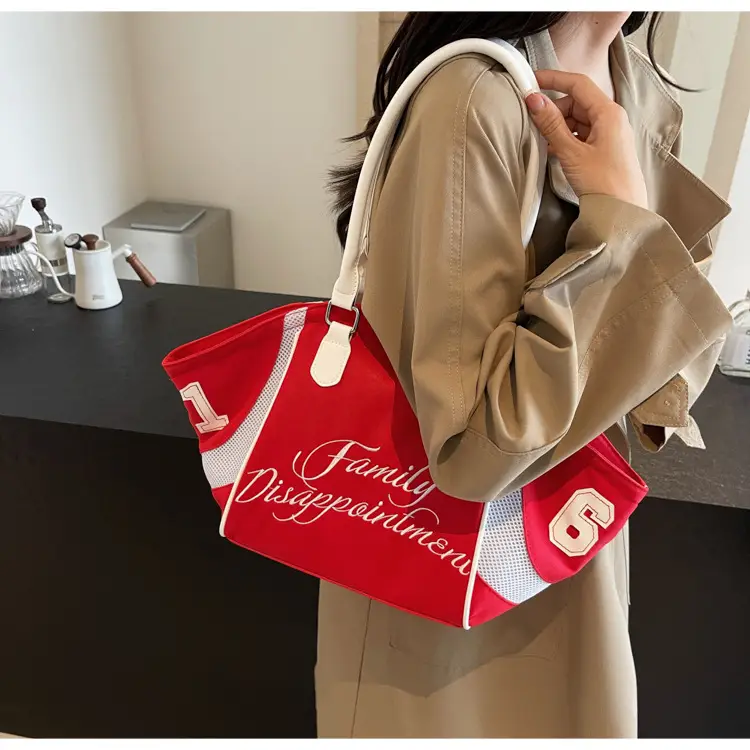 Women's Red White Nylon Shoulder Crossbody Bag — feature 11