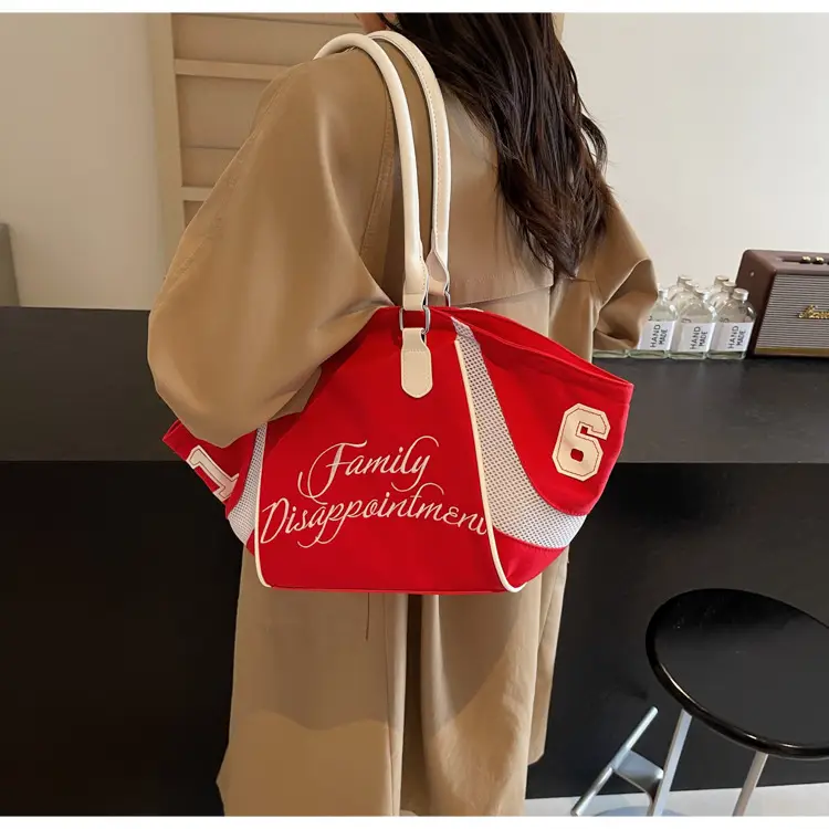 Women's Red White Nylon Shoulder Crossbody Bag — feature 12