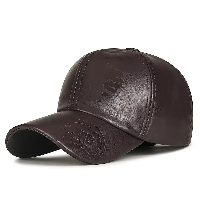 Men's Black PU Leather Adjustable Cap Winter Warm - Image 4