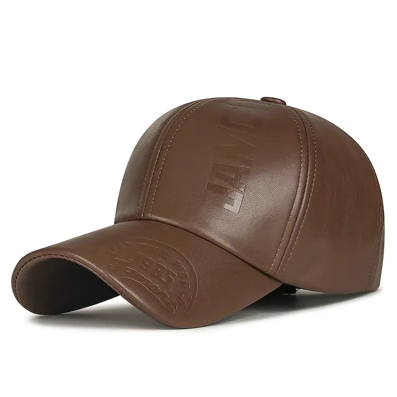Men's Black PU Leather Adjustable Cap Winter Warm - Image 5