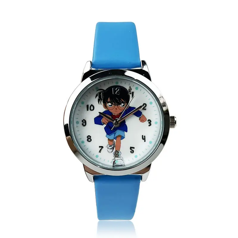 Children's Cartoon Watch Black Leather Strap Quartz Waterproof