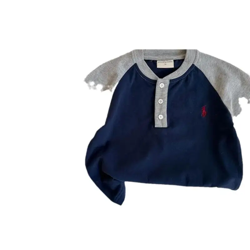Ningli Kids T-Shirt Long Sleeve Boys Cotton Navy Blue