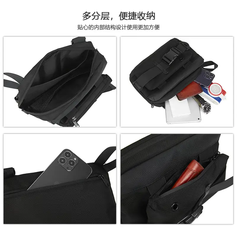Men's Multi-Use Crossbody Bag Black Sports Trendy - Image 5