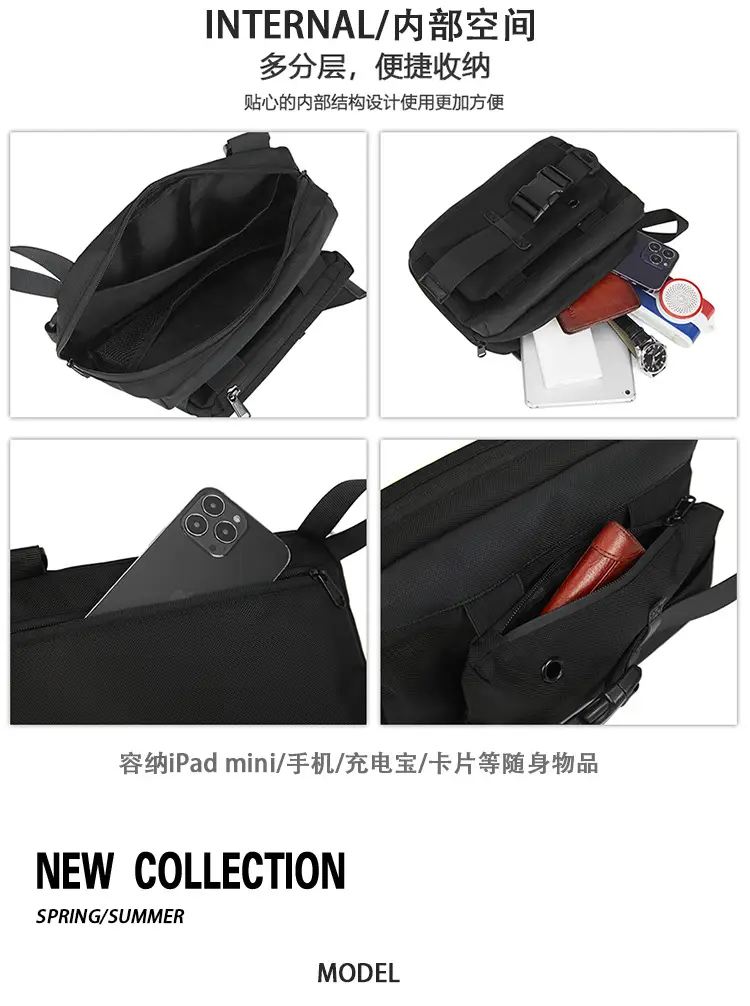 Men's Multi-Use Crossbody Bag Black Sports Trendy — feature 3