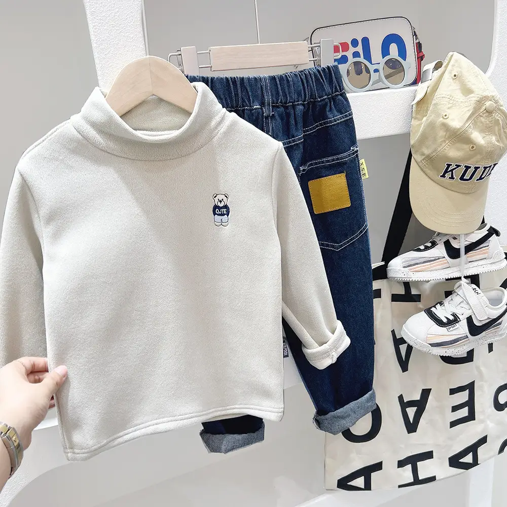 New Winter Boys Ollie Fleece Shirt Long Sleeve Grey - Image 6