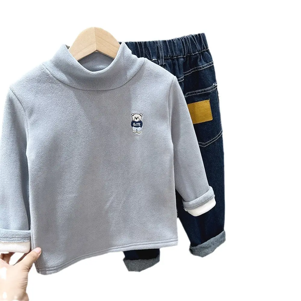 New Winter Boys Ollie Fleece Shirt Long Sleeve Grey - Image 9
