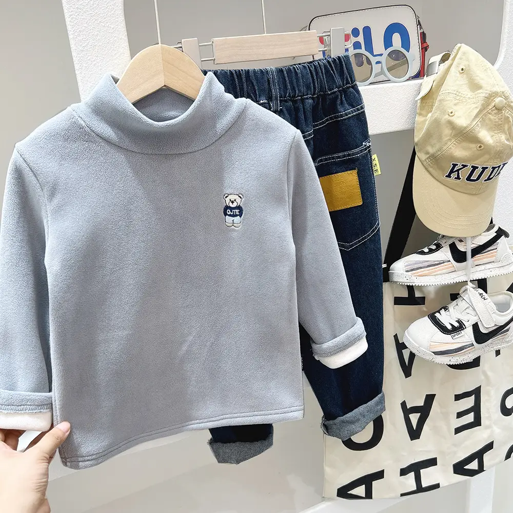 New Winter Boys Ollie Fleece Shirt Long Sleeve Grey — feature 2