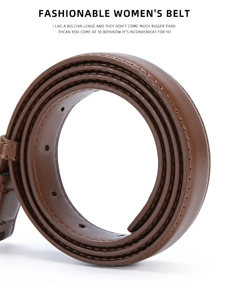 Women's Brown Cd Buckle Belt with Gold Plated Metal — feature 11
