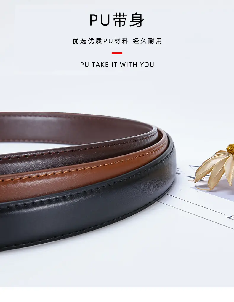 Women's Brown Cd Buckle Belt with Gold Plated Metal — feature 6