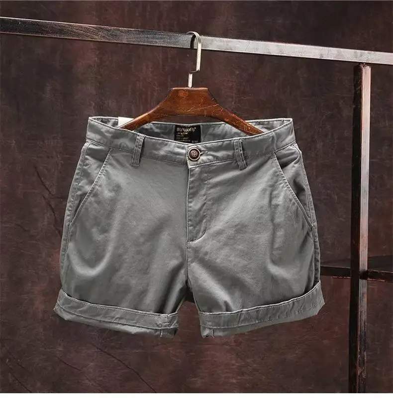 Men Green Denim Wide Leg Shorts with Distinctive Belt — feature 6
