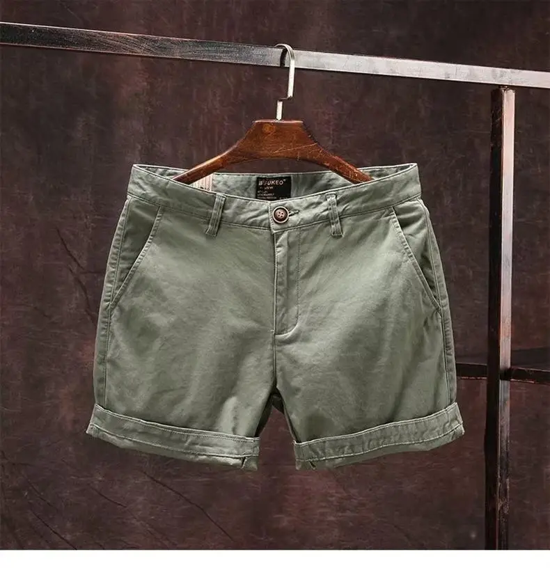 Men Green Denim Wide Leg Shorts with Distinctive Belt — feature 8