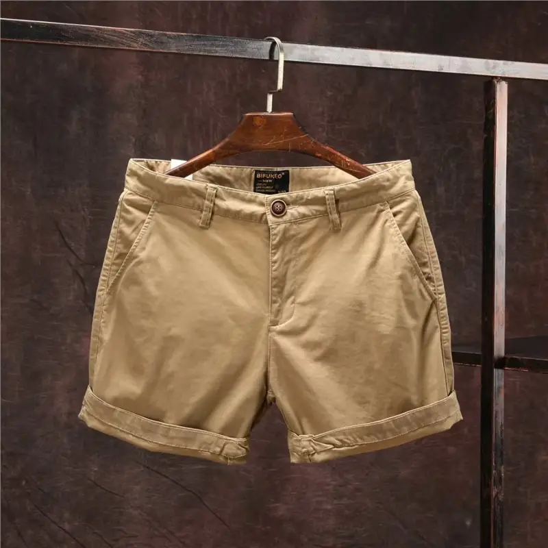 Men Green Denim Wide Leg Shorts with Distinctive Belt - Image 4