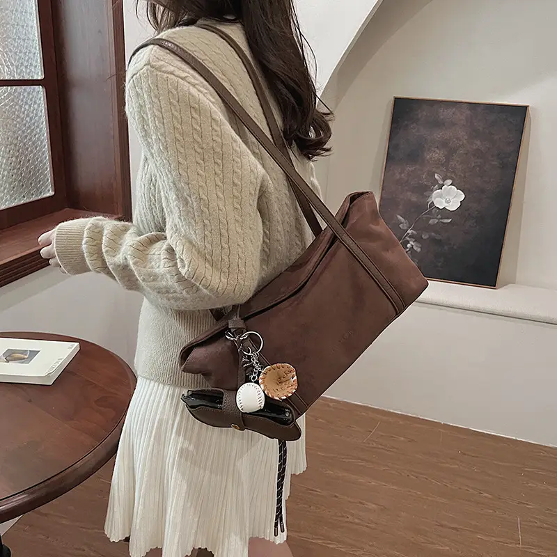 Brown Velvet Shoulder Bag for Women 2024 New - Image 11