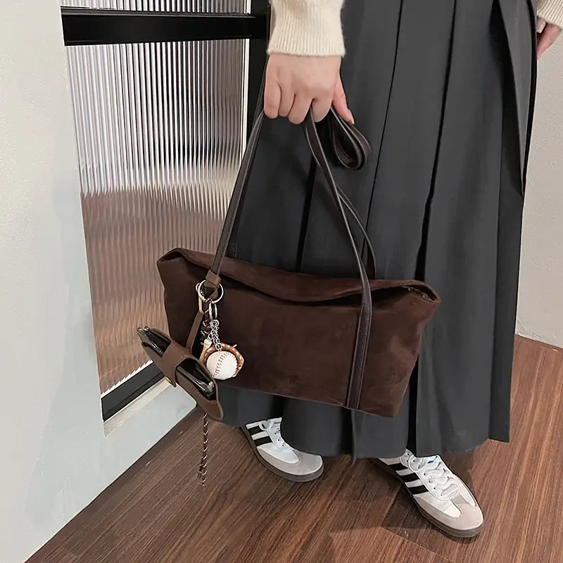 Brown Velvet Shoulder Bag for Women 2024 New - Image 12