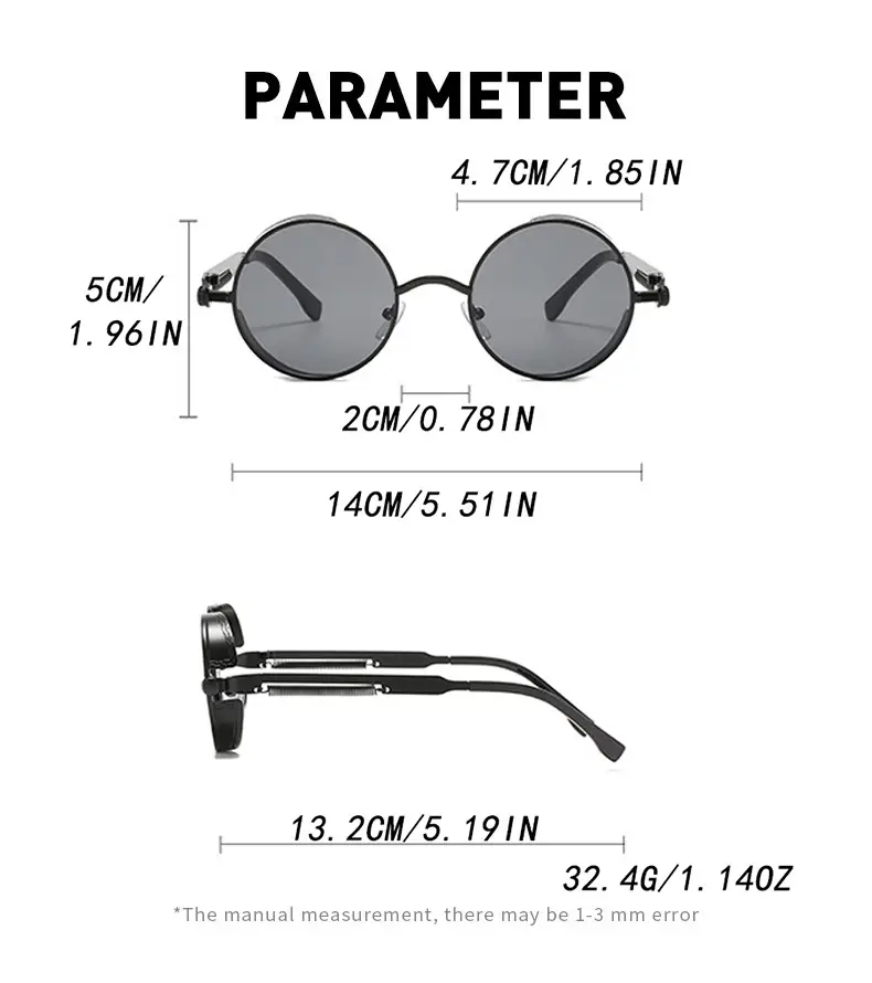 European American Cross-Border Steampunk Sunglasses Black Ice Blue — feature 10