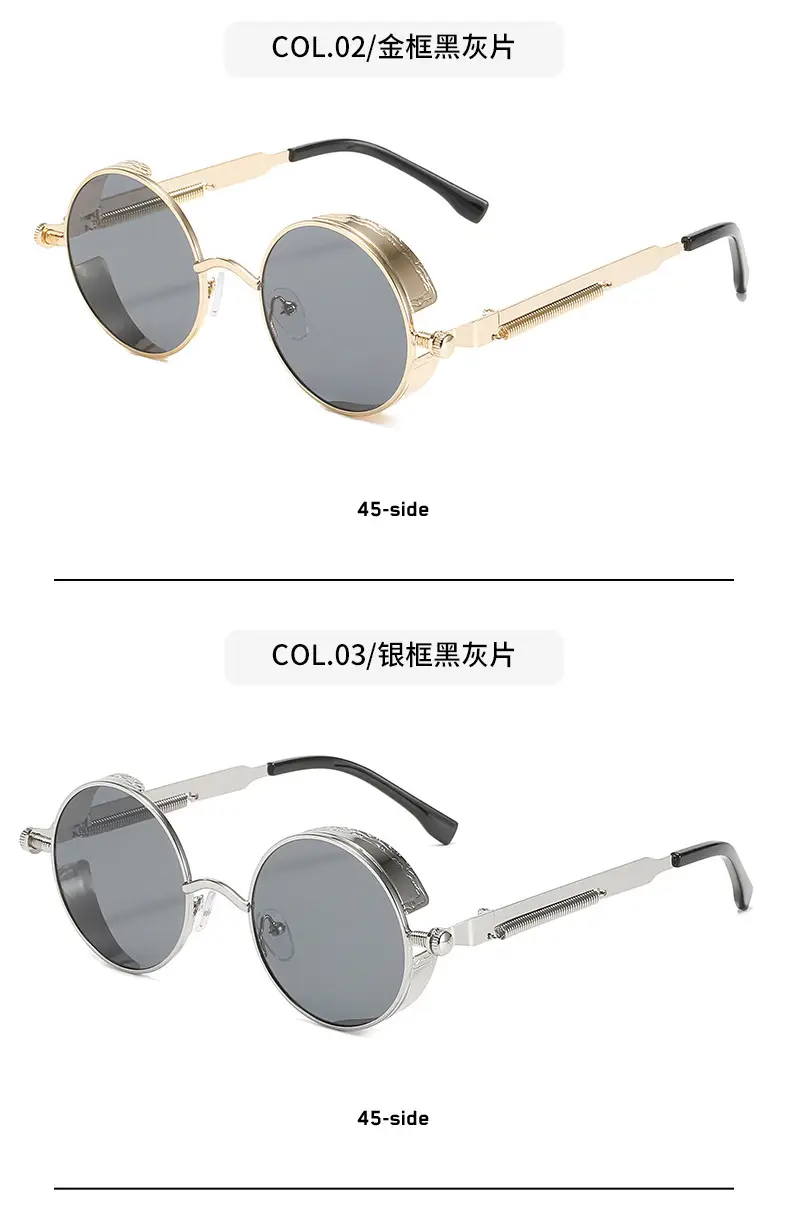 European American Cross-Border Steampunk Sunglasses Black Ice Blue — feature 15