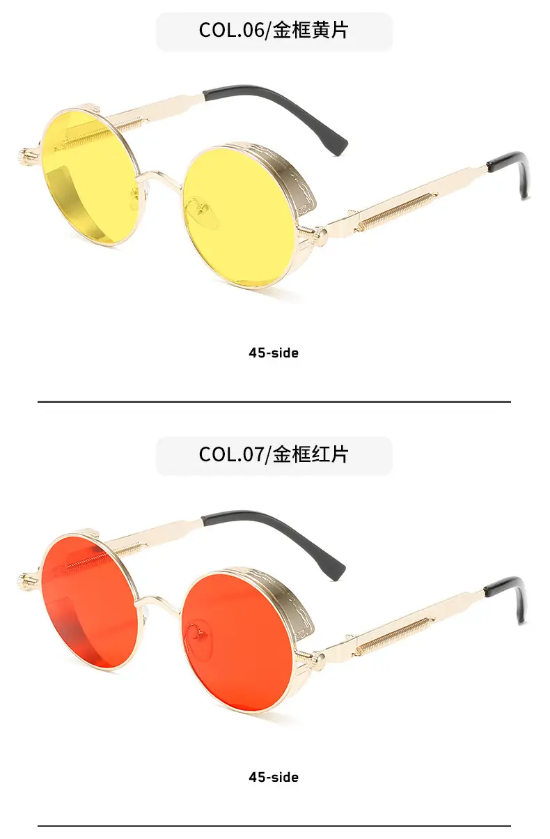 European American Cross-Border Steampunk Sunglasses Black Ice Blue — feature 17