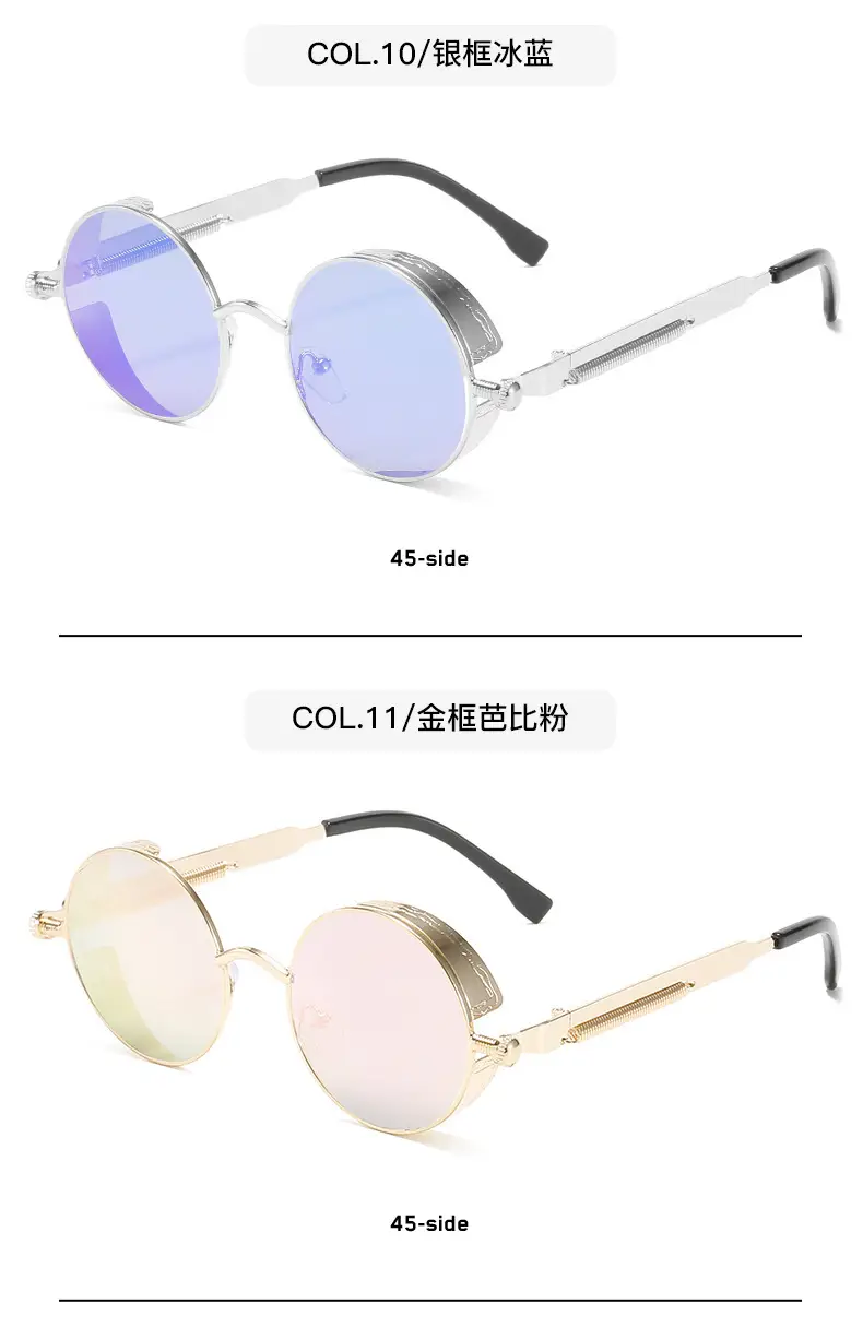 European American Cross-Border Steampunk Sunglasses Black Ice Blue — feature 20