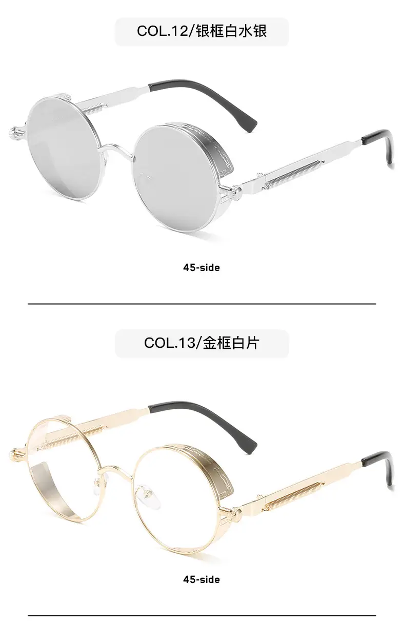 European American Cross-Border Steampunk Sunglasses Black Ice Blue — feature 21