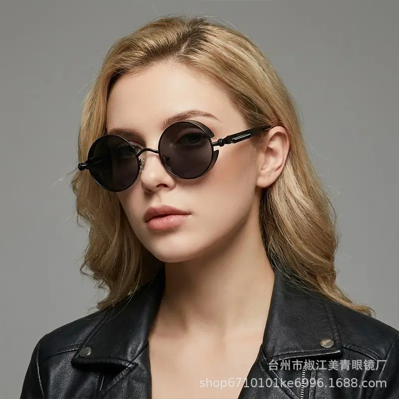 European American Cross-Border Steampunk Sunglasses Black Ice Blue — feature 3