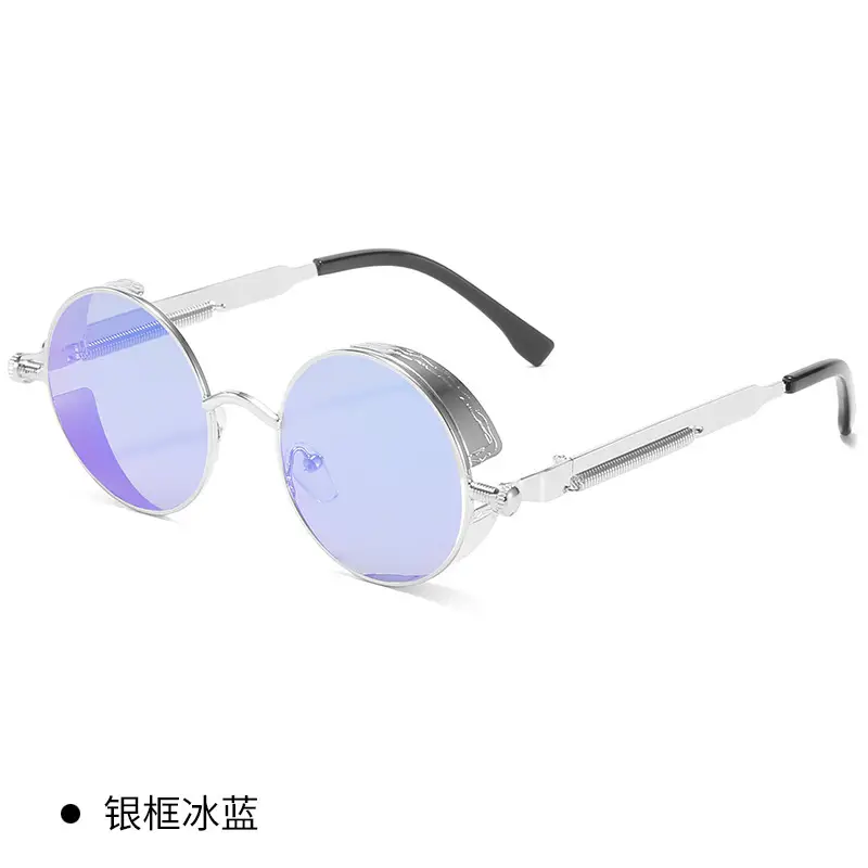 European American Cross-Border Steampunk Sunglasses Black Ice Blue - Image 15