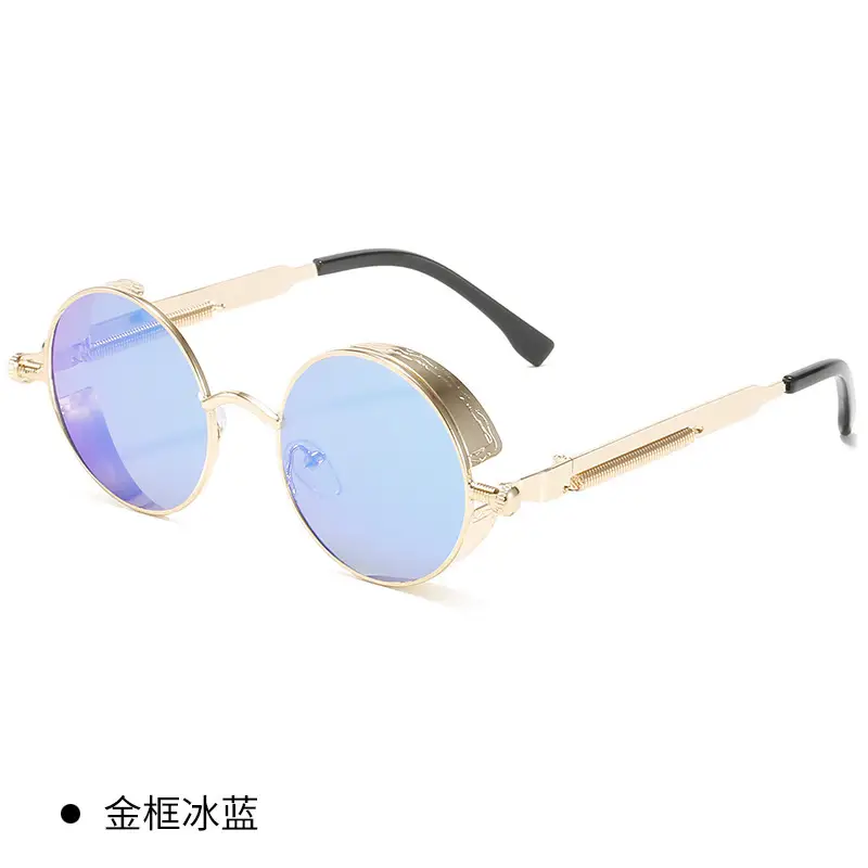 European American Cross-Border Steampunk Sunglasses Black Ice Blue - Image 8