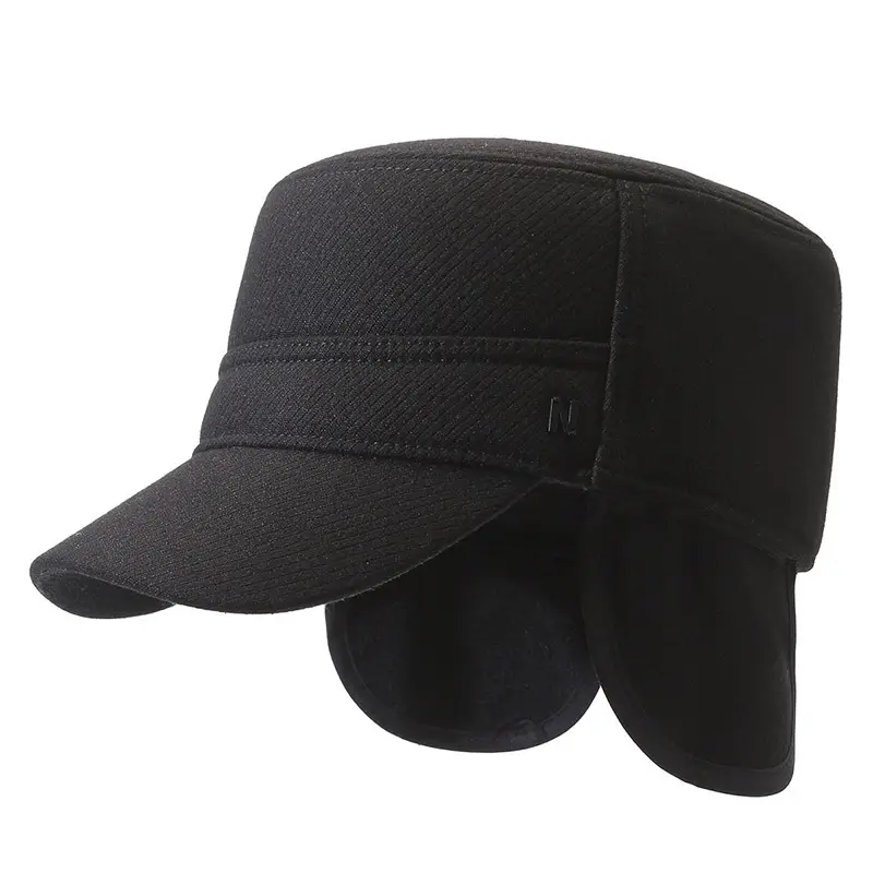 Men's Winter Fleece Cap Black Warm Ear Protection - Image 6