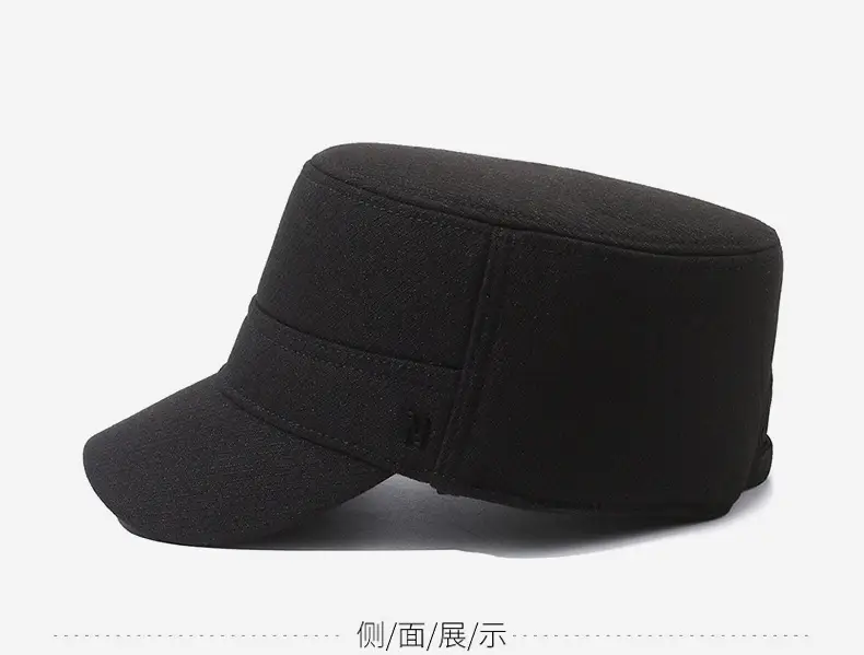 Men's Winter Fleece Cap Black Warm Ear Protection — feature 10