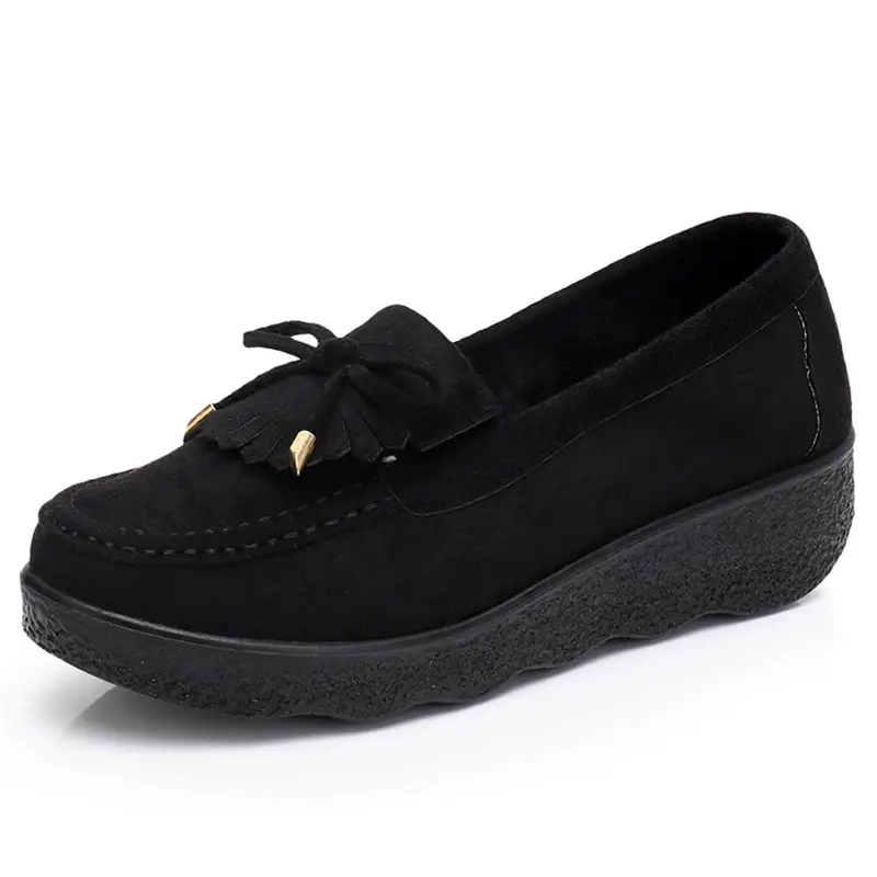 Spring and Autumn New Old Beijing Cloth Shoes Women's Single-layer Shoes Thick-soled Platform Moms Shoes All-match Beans Shoes Black Work Shoes for Women - Image 6