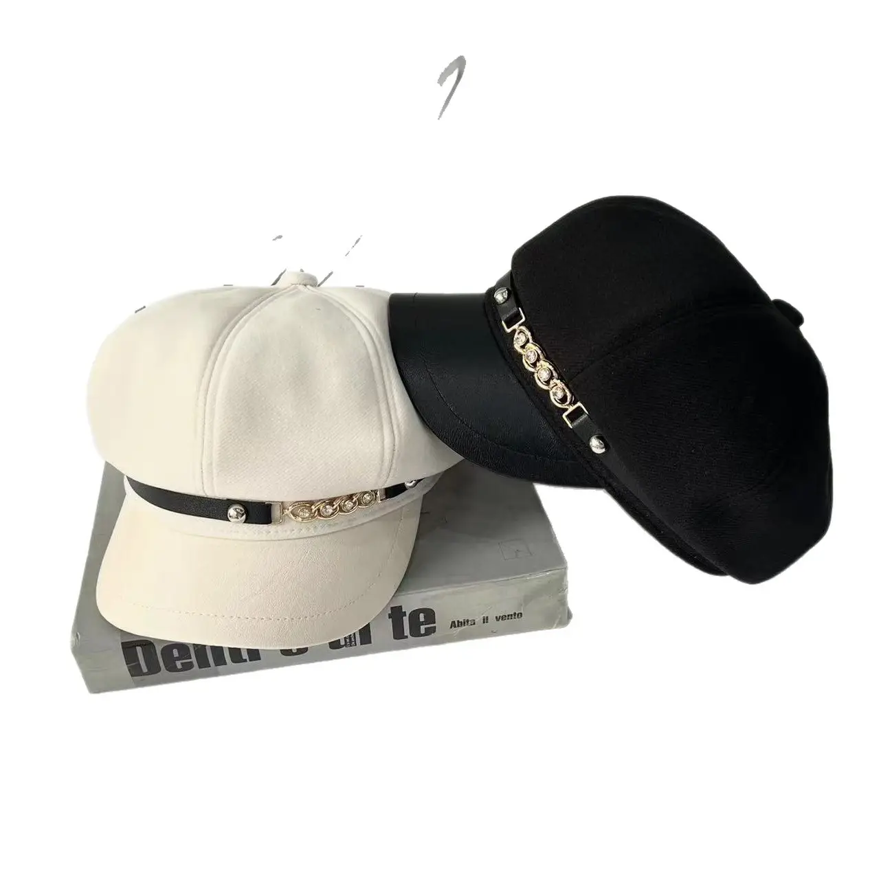 Autumn Winter British Retro Wool Cap with Leather Bristle - Image 5