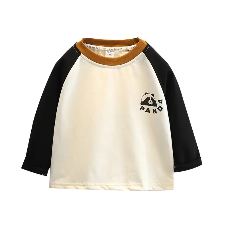 Boys Cotton Raglan Sleeve T-Shirt Cream Black Spring Autumn - Image 5