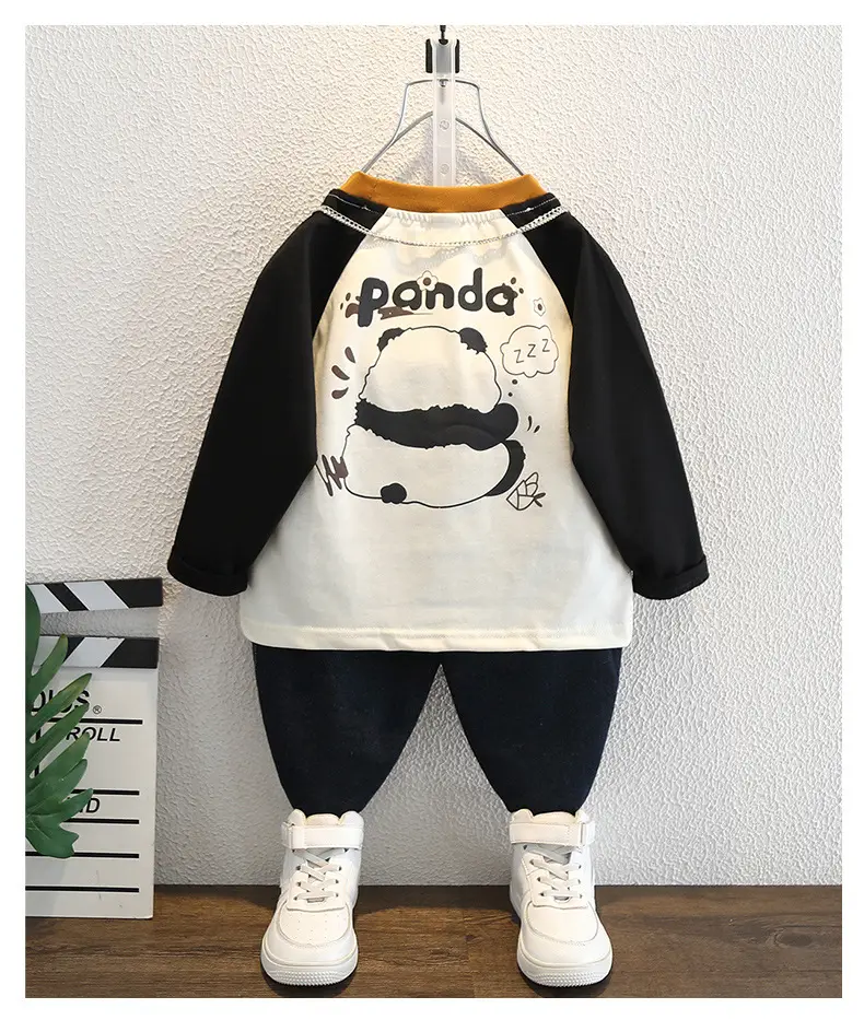Boys Cotton Raglan Sleeve T-Shirt Cream Black Spring Autumn — feature 6