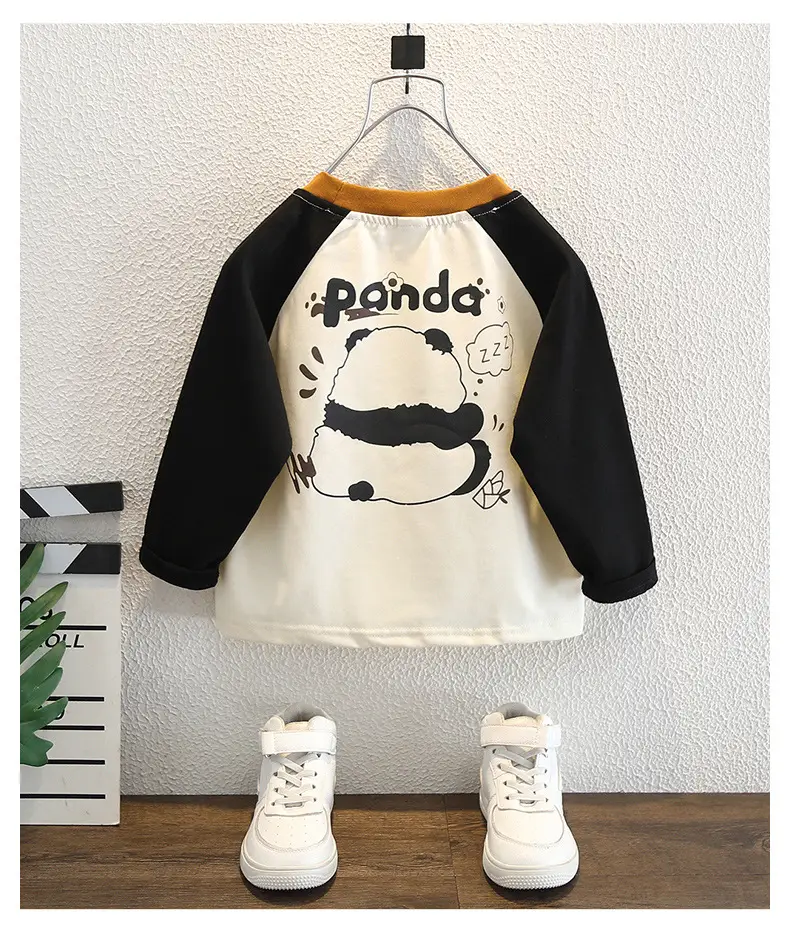 Boys Cotton Raglan Sleeve T-Shirt Cream Black Spring Autumn — feature 8