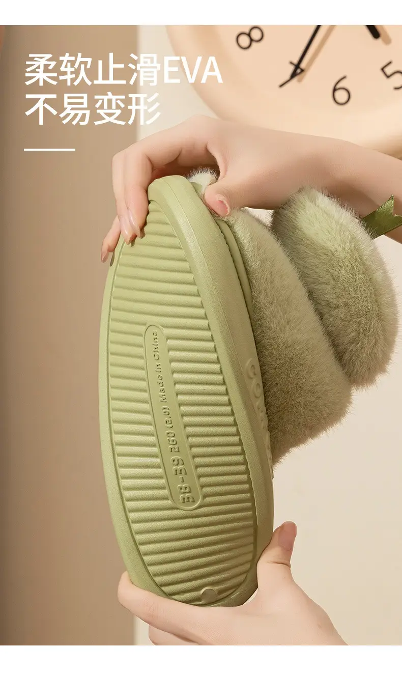 2026 New Style Women's Autumn and Winter Thick-Soled Home Slippers with Bowknot, Warm Soft-Soled Slippers for Winter — feature 7