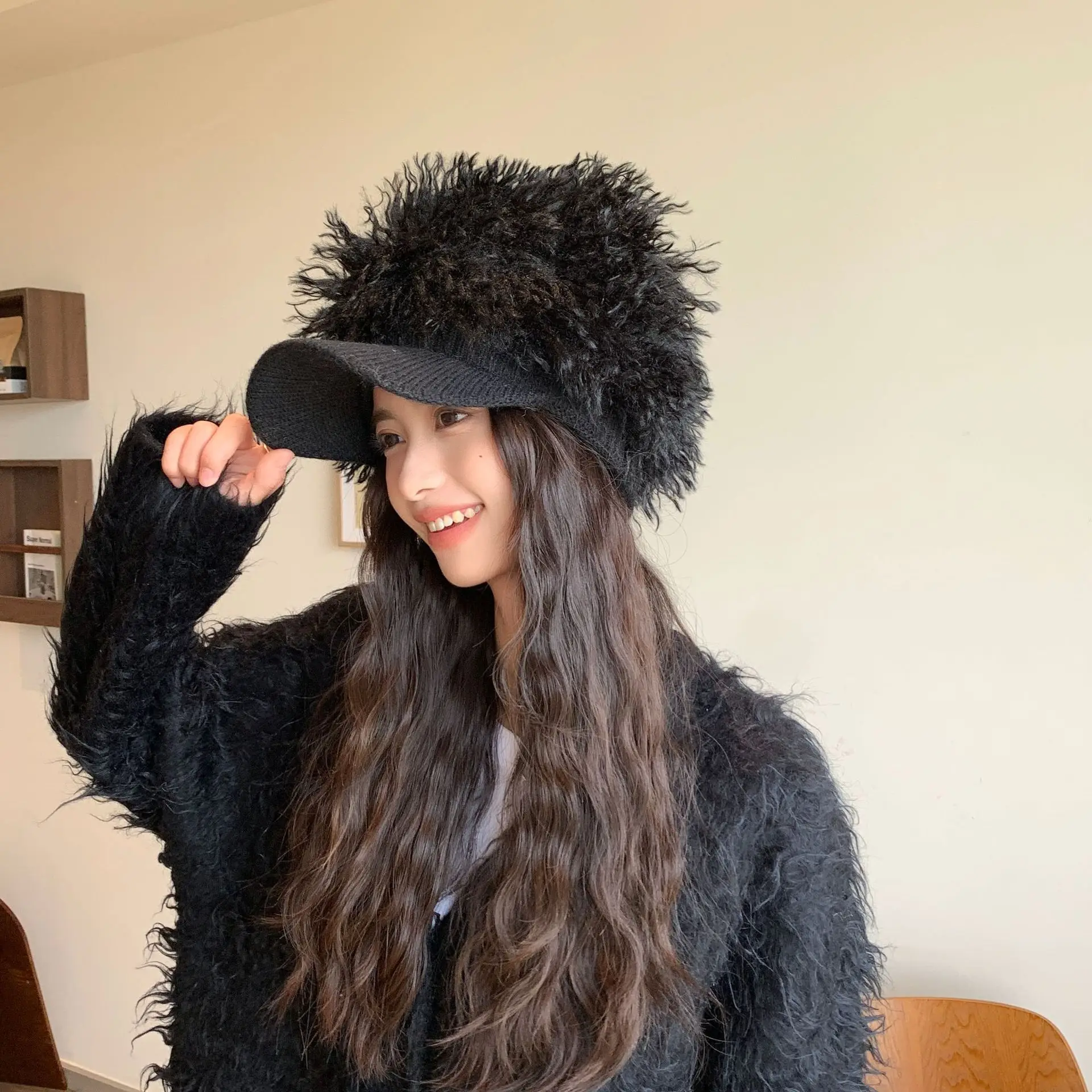 Women Plush Knitted Baseball Cap Winter Hat - Image 7