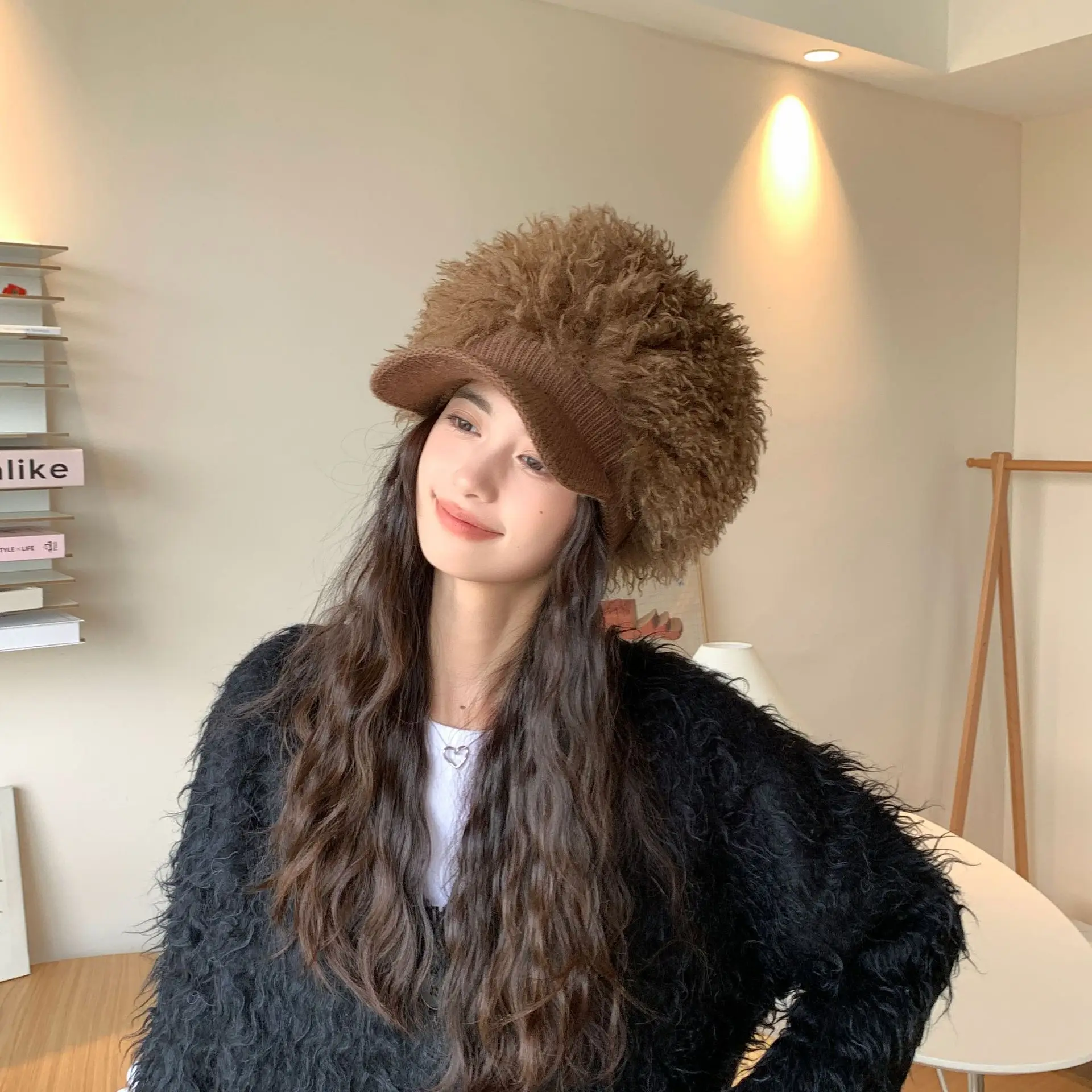 Women Plush Knitted Baseball Cap Winter Hat - Image 8
