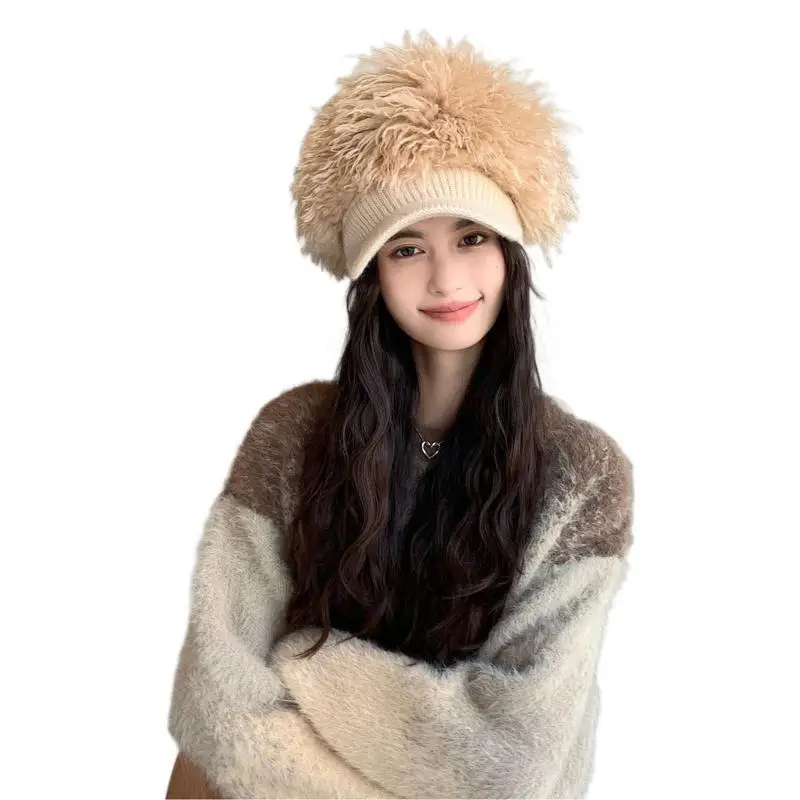 Women Plush Knitted Baseball Cap Winter Hat - Image 9