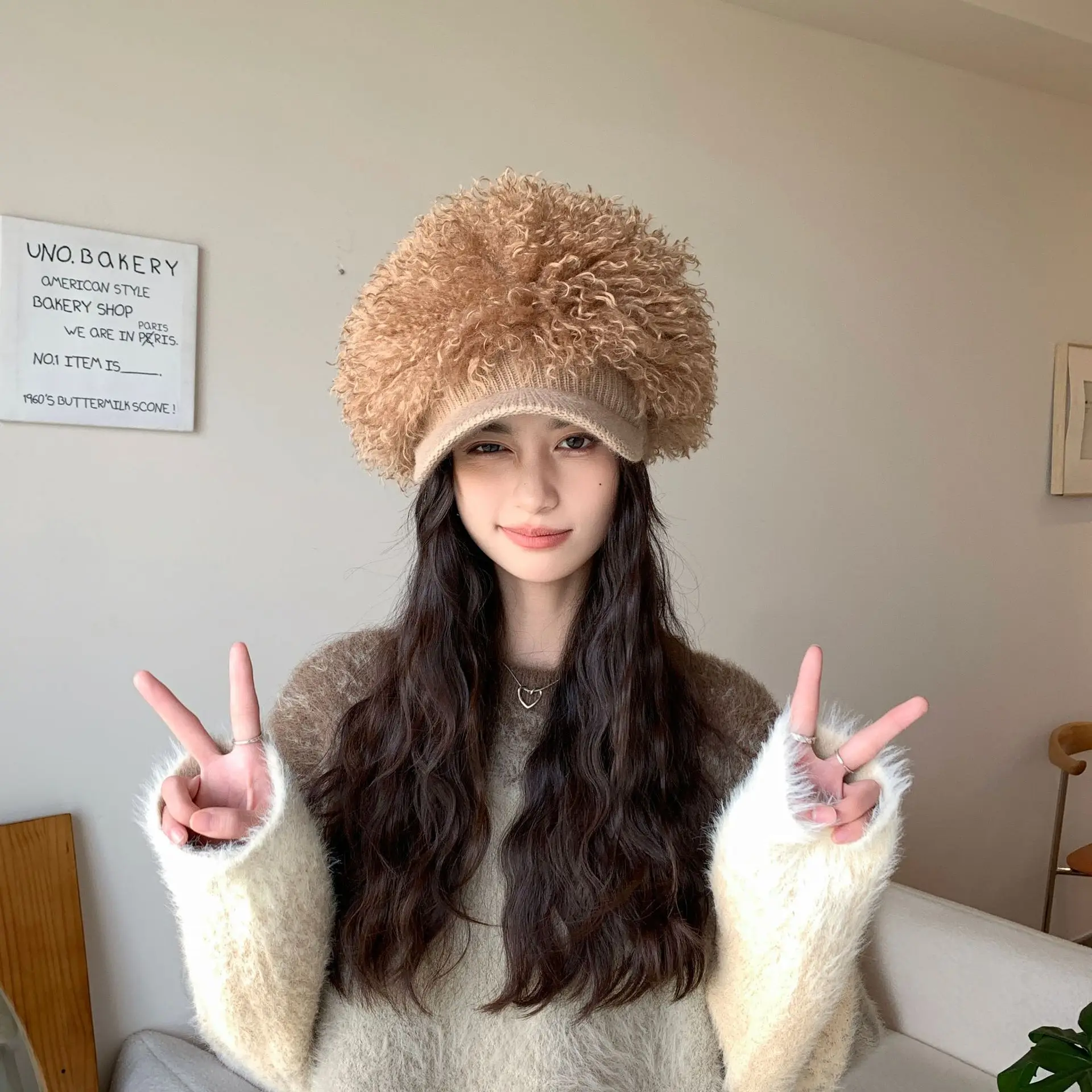Women Plush Knitted Baseball Cap Winter Hat — feature 1