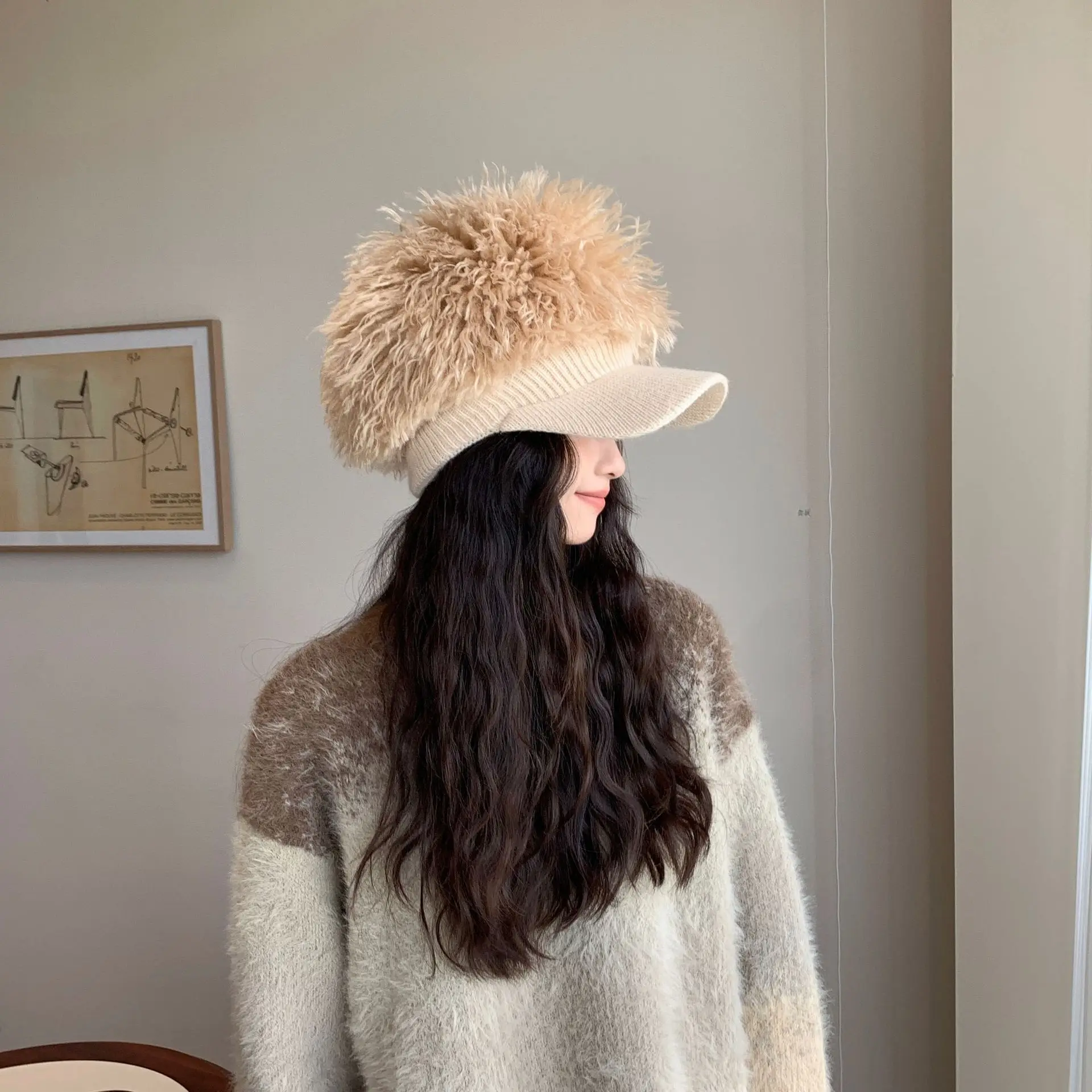 Women Plush Knitted Baseball Cap Winter Hat — feature 10