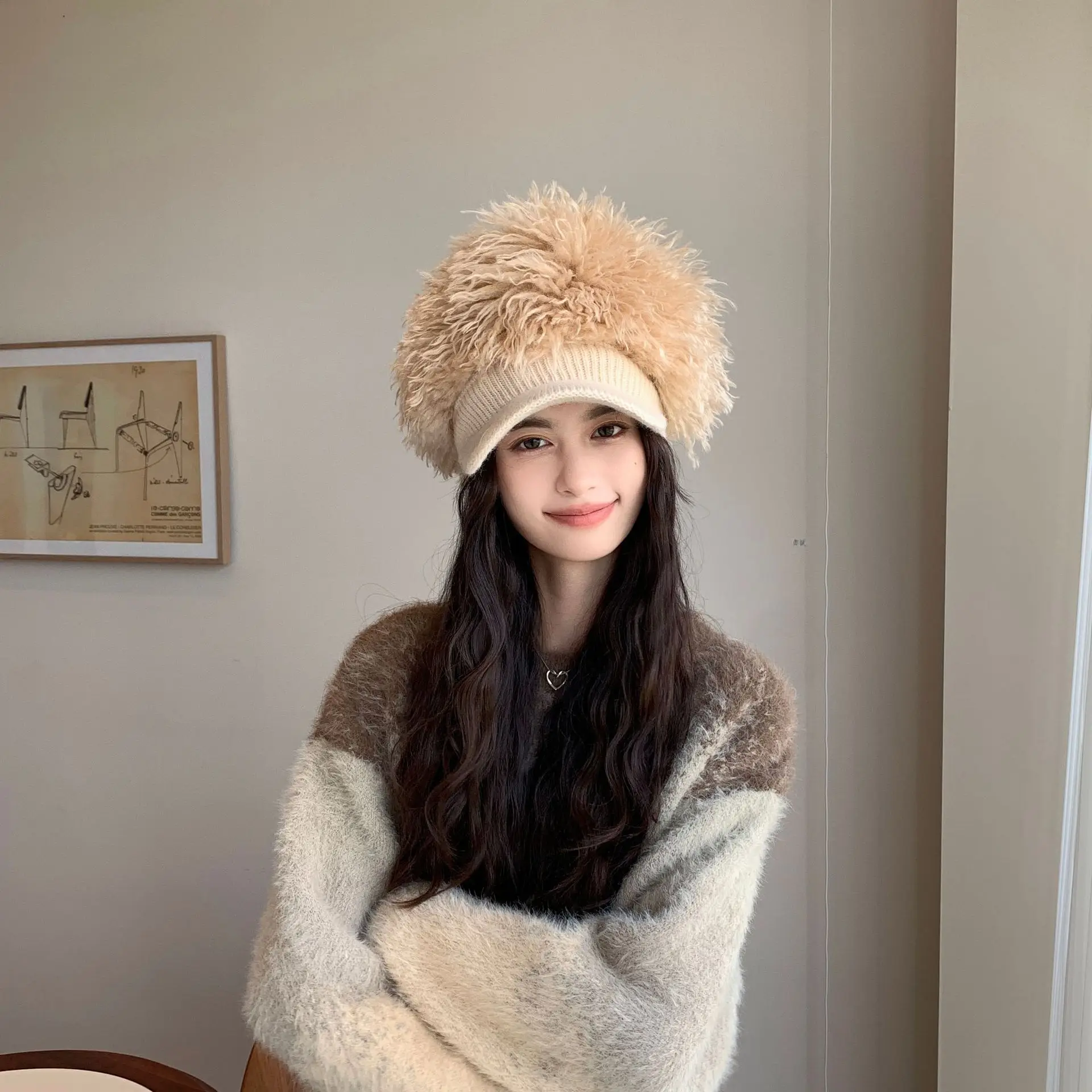 Women Plush Knitted Baseball Cap Winter Hat — feature 11