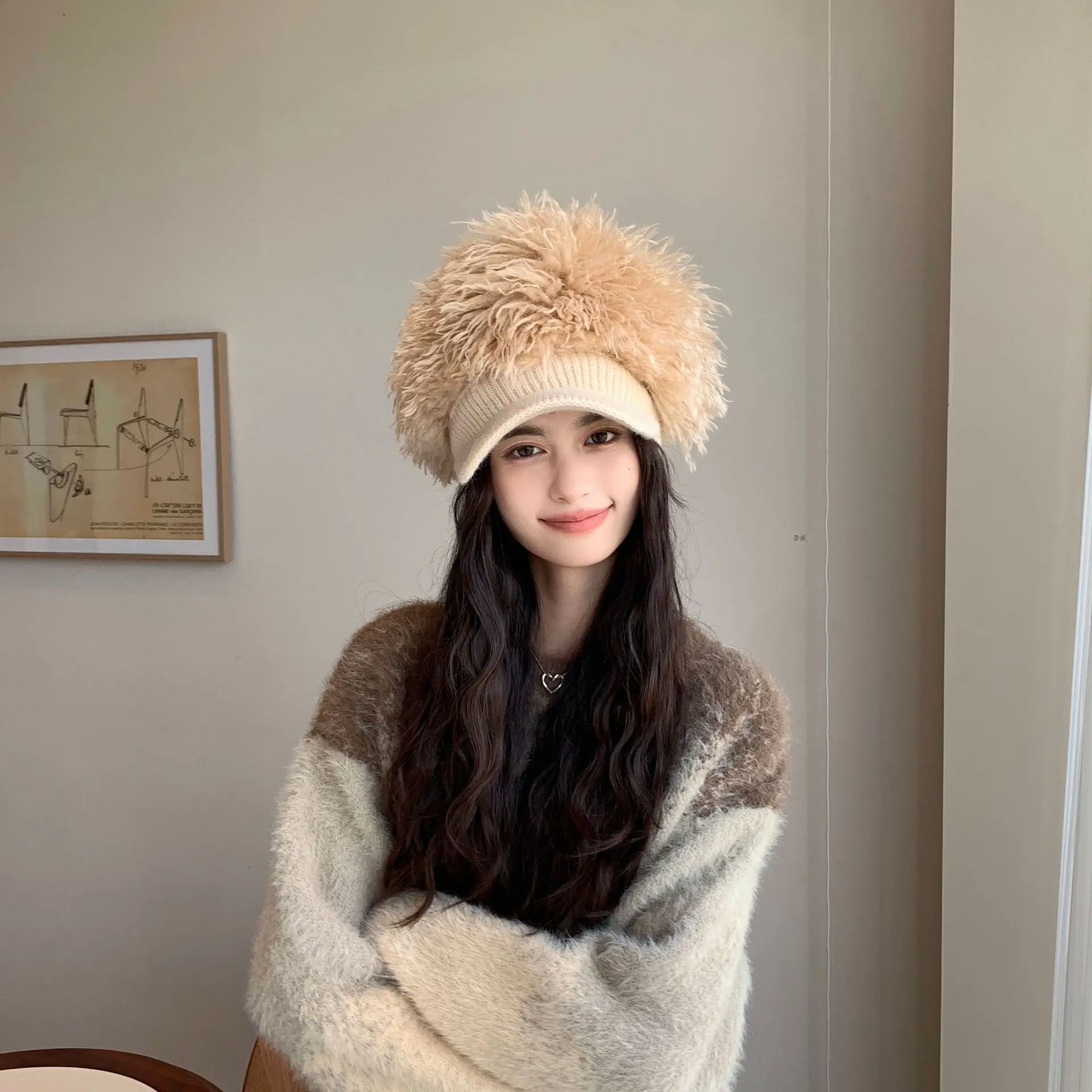 Women Plush Knitted Baseball Cap Winter Hat — feature 12