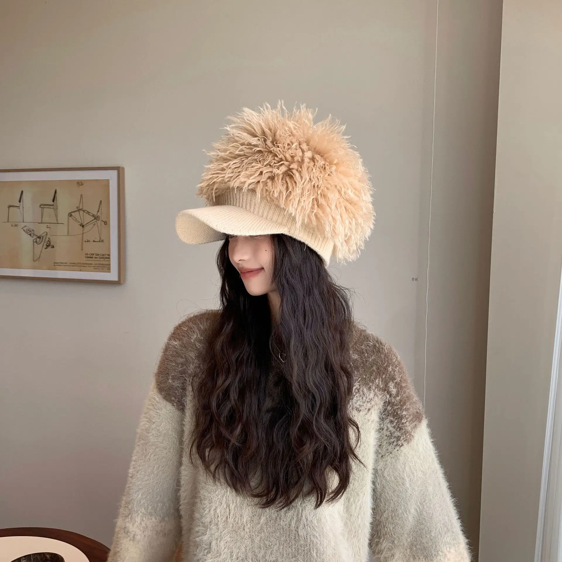 Women Plush Knitted Baseball Cap Winter Hat — feature 13