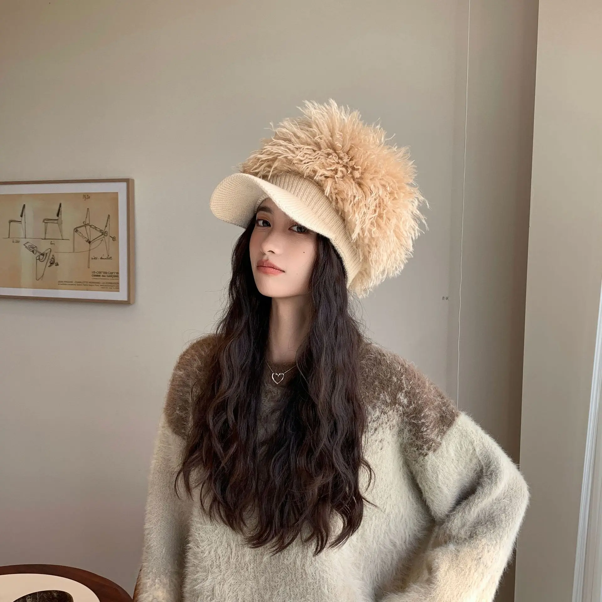 Women Plush Knitted Baseball Cap Winter Hat — feature 14