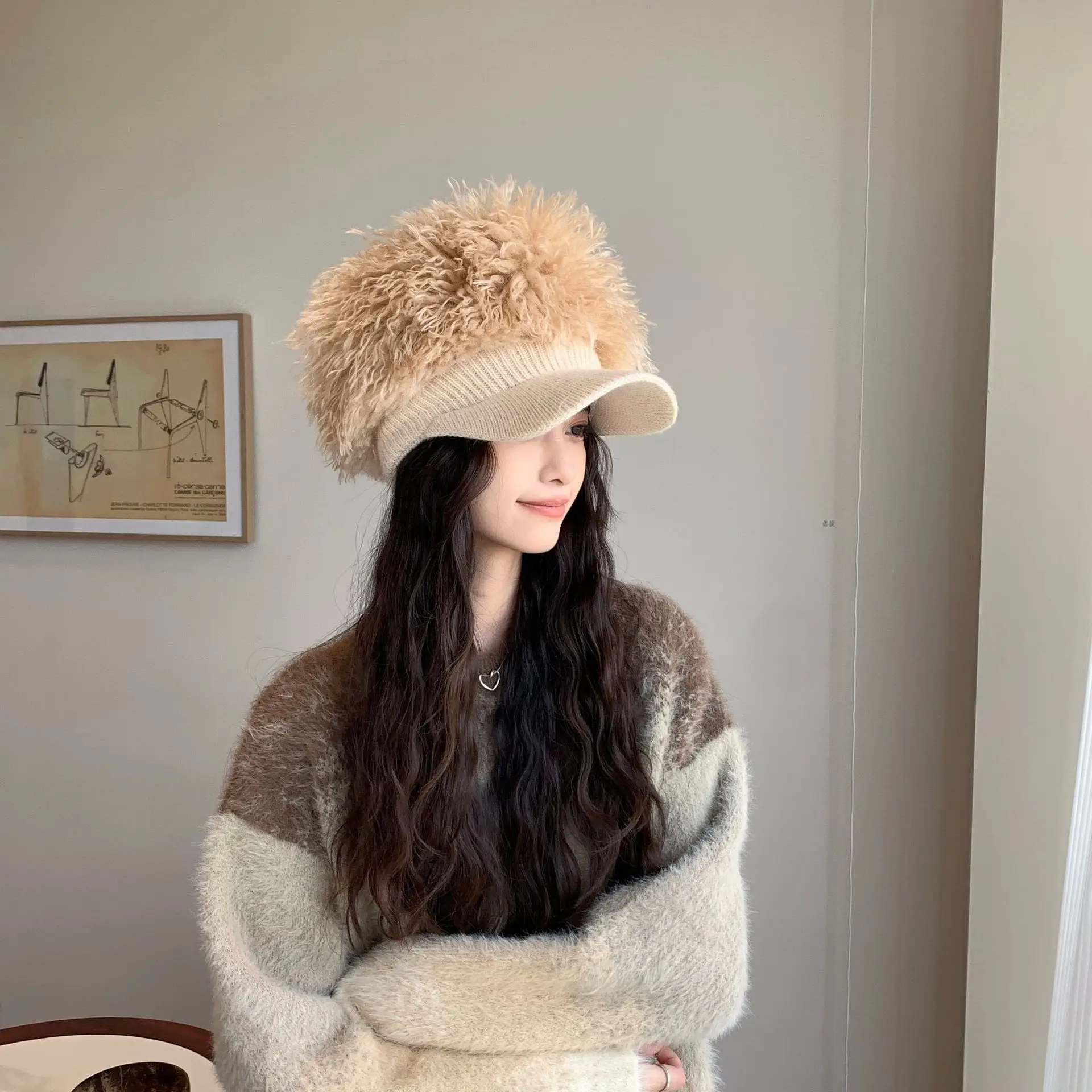Women Plush Knitted Baseball Cap Winter Hat — feature 15