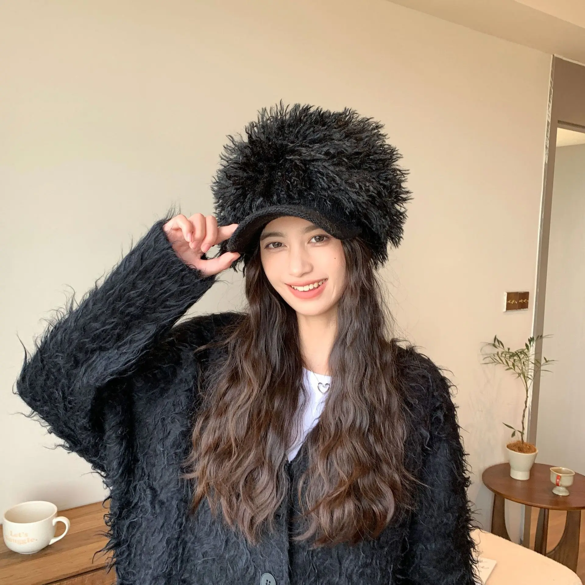 Women Plush Knitted Baseball Cap Winter Hat — feature 17