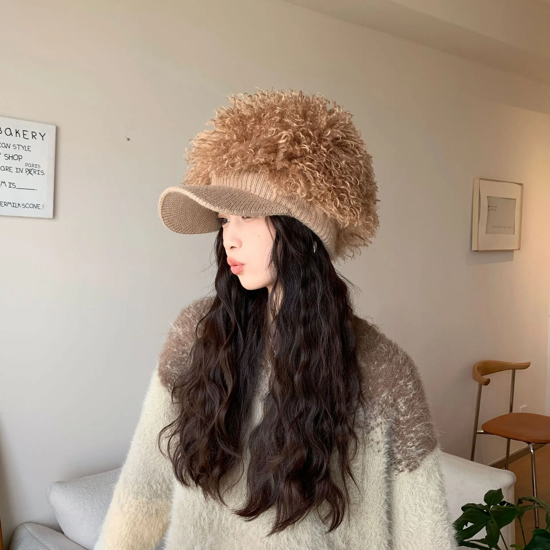 Women Plush Knitted Baseball Cap Winter Hat — feature 4