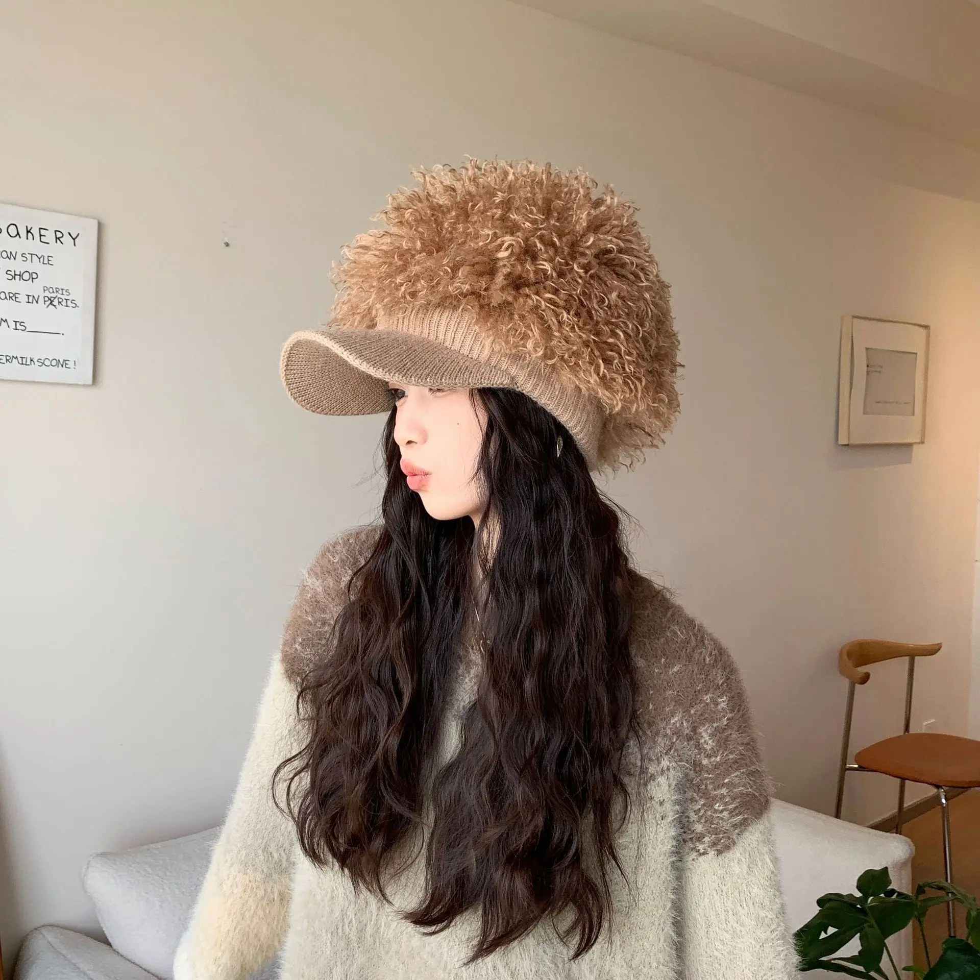 Women Plush Knitted Baseball Cap Winter Hat — feature 5