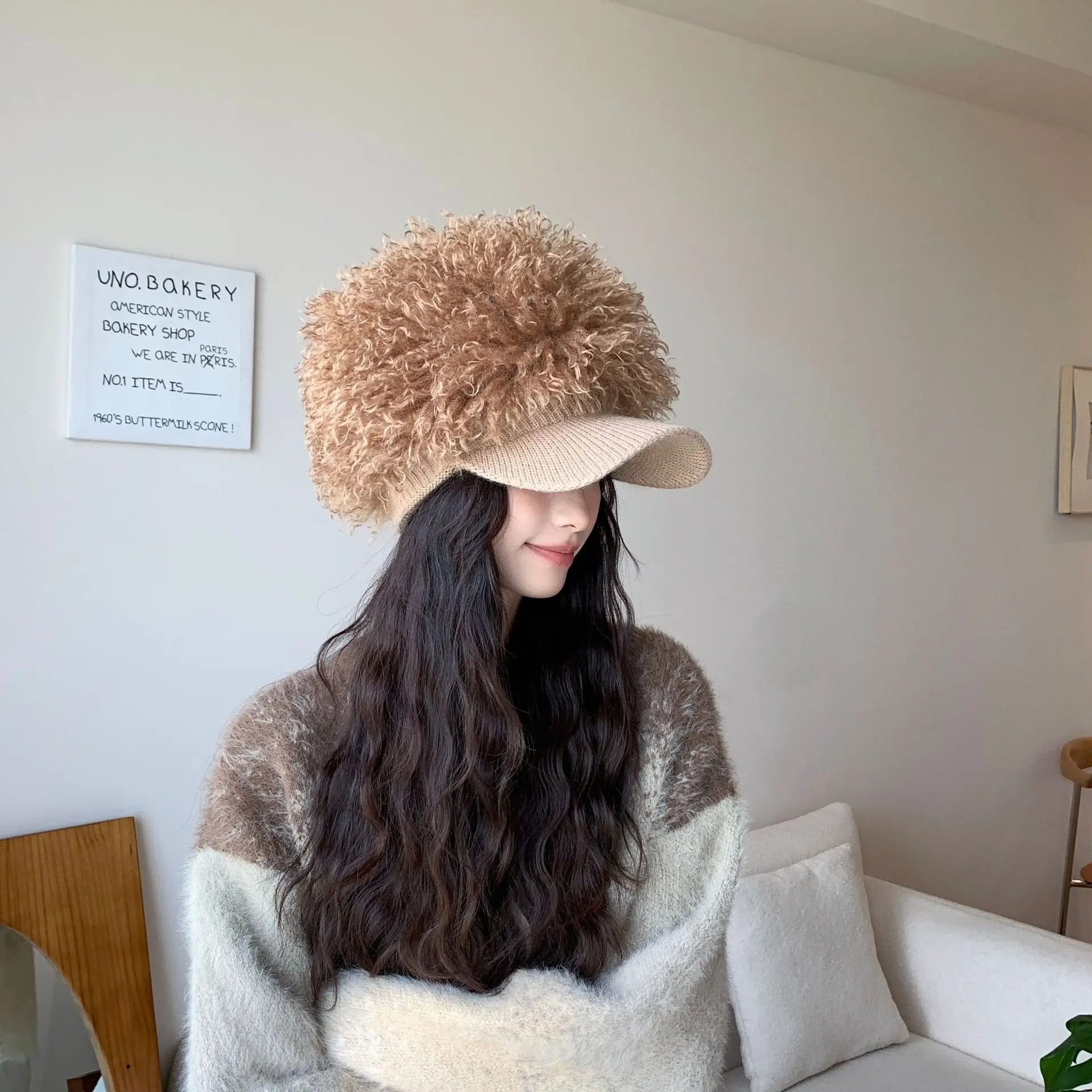 Women Plush Knitted Baseball Cap Winter Hat — feature 6