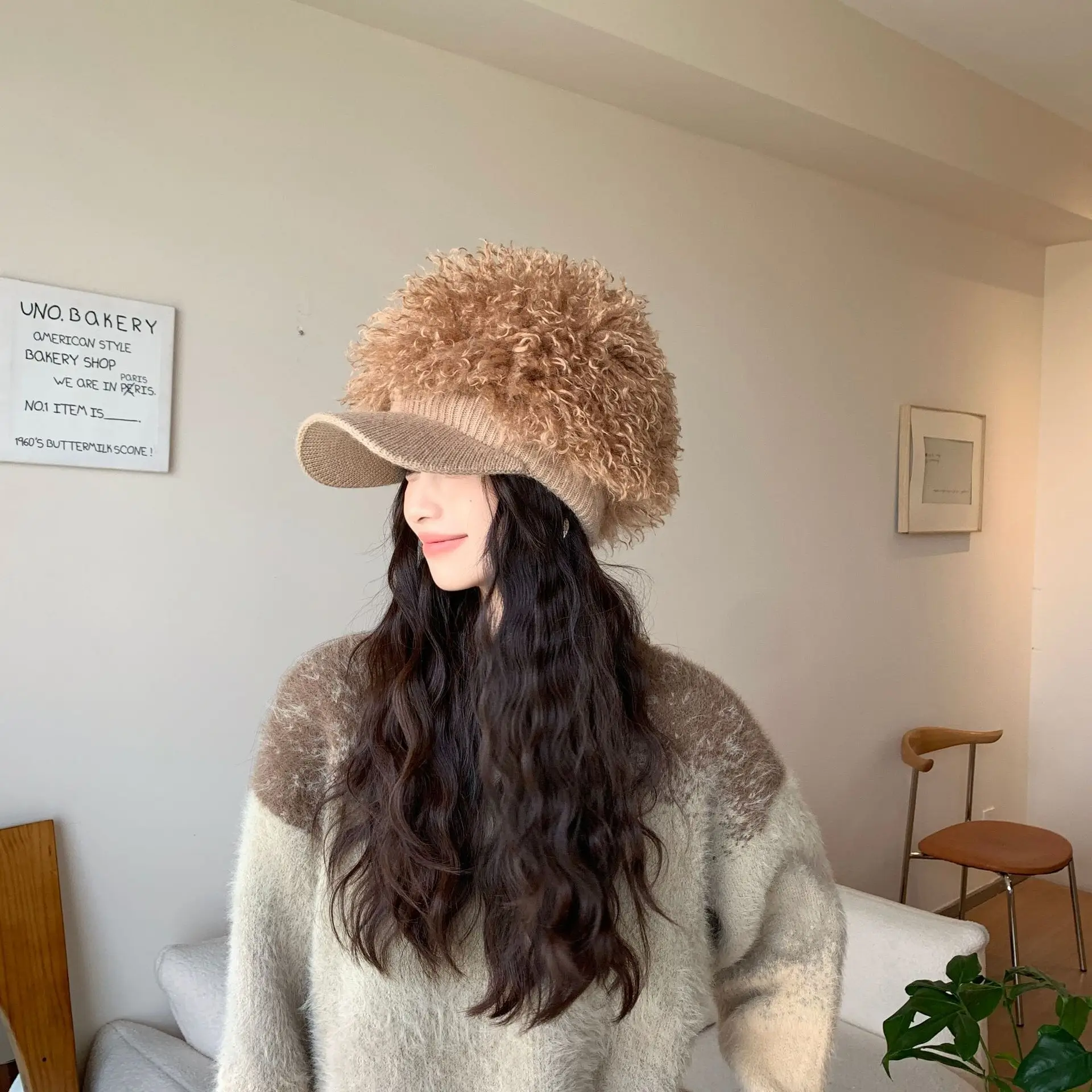 Women Plush Knitted Baseball Cap Winter Hat — feature 7