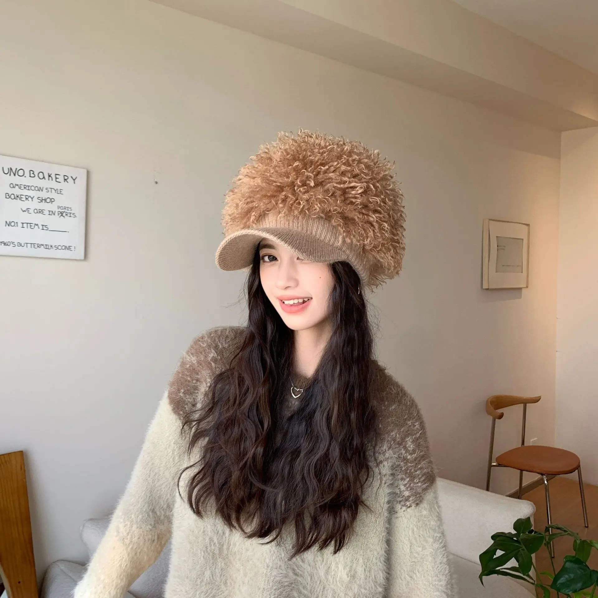 Women Plush Knitted Baseball Cap Winter Hat — feature 8